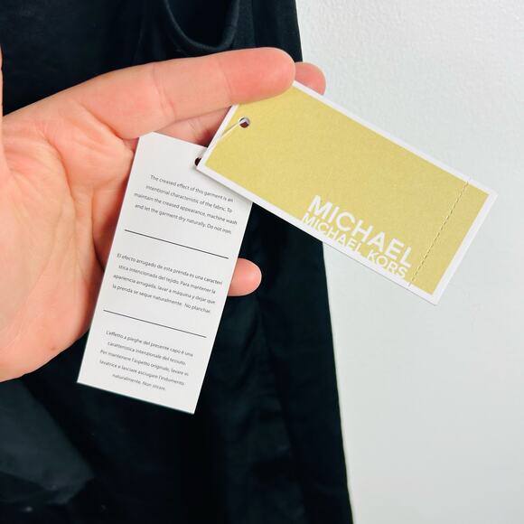 NEW Michael Kors Black Satin Ruffle Sequin Sleeveless Blouse Size 10 - Picture 5 of 9